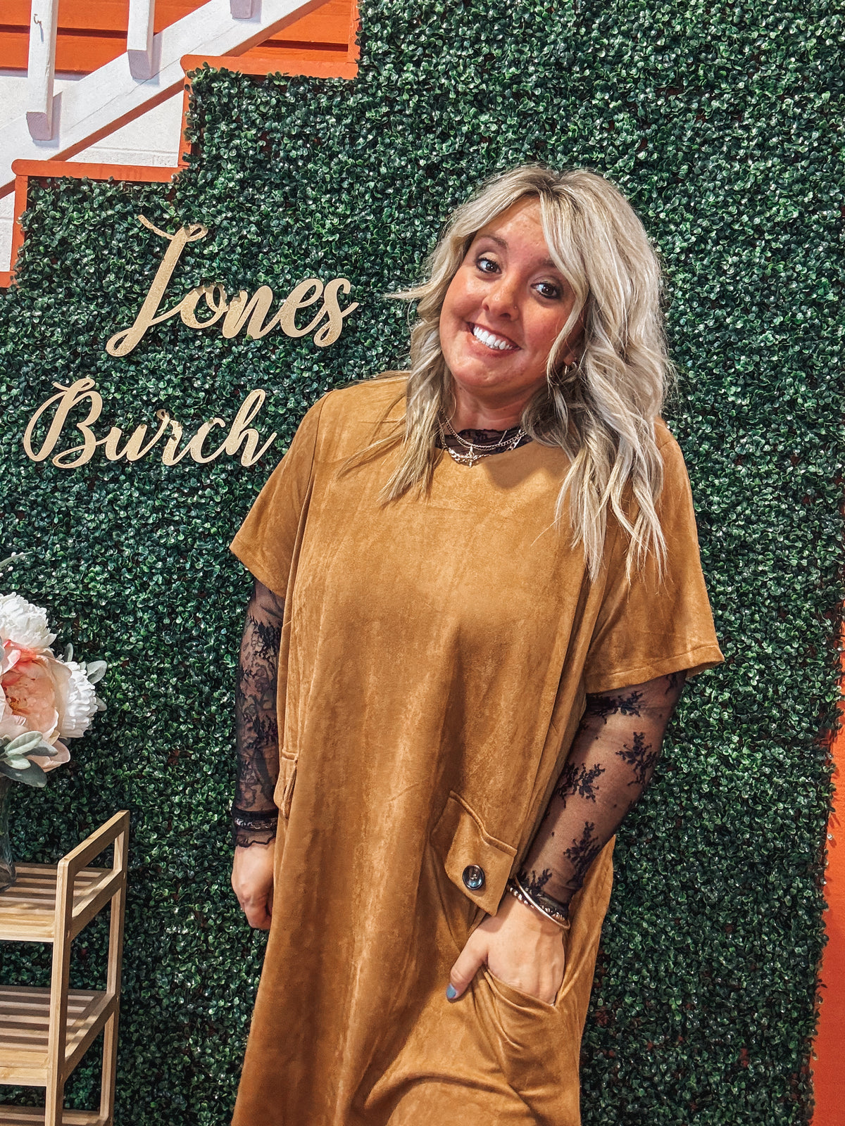 Francesca Faux Suede Shift Dress in Curvy