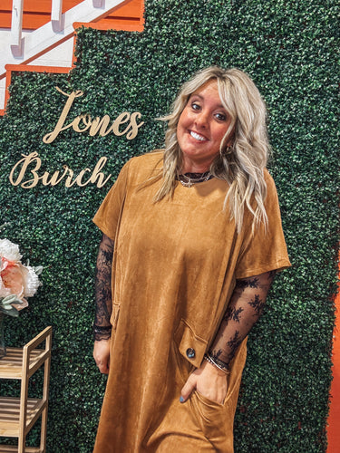 Francesca Faux Suede Shift Dress in Curvy