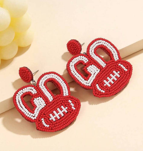 Red GO Beaded Earrings