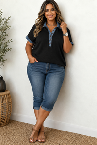 Paige Denim Trim Top Curvy