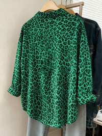 Millie Green Leopard Blouse in Curvy