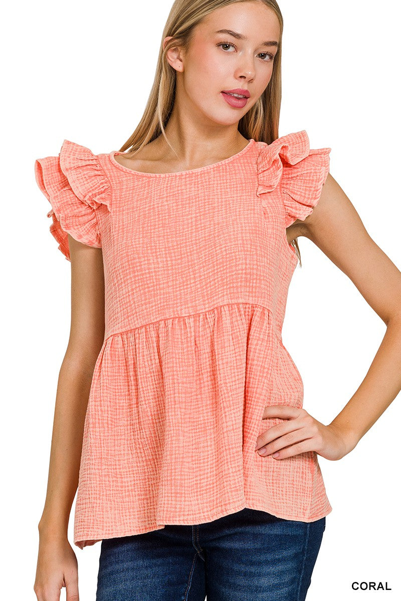Della Ruffle Sleeve Top