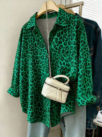 Millie Green Leopard Blouse in Curvy