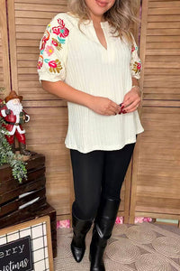 Ellie Embroidered Sleeve Top