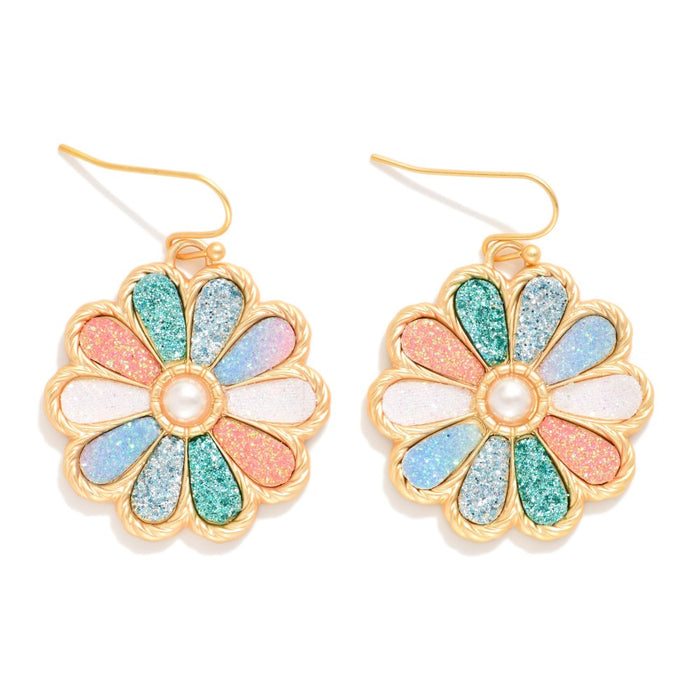 Glitter Drop Floral Earrings