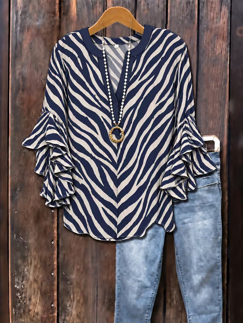 Scottie Zebra Print Blouse in Curvy