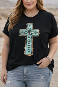 Turquoise Cross Tee