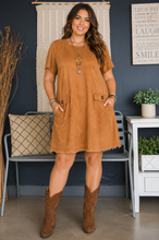 Francesca Faux Suede Shift Dress in Curvy