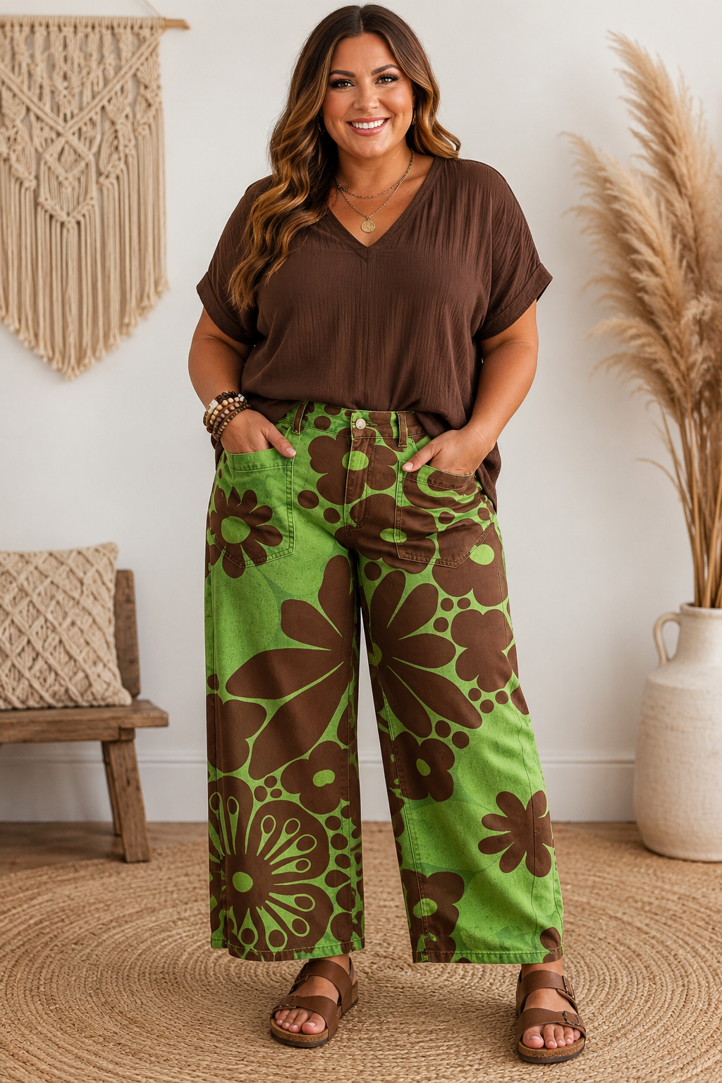 Cocoa Bloom Pants in Curvy