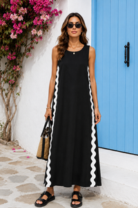 Isabela Slit Dress with RicRac