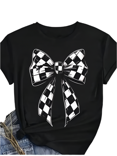 Checkerboard Bow Tee