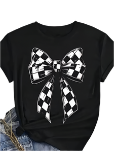 Checkerboard Bow Tee