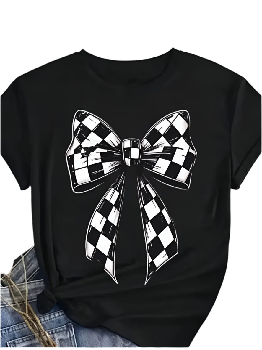 Checkerboard Bow Tee