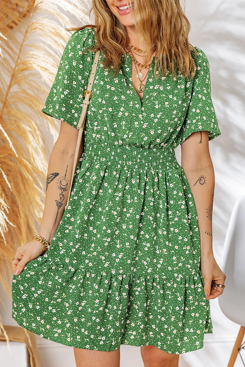 Rowena Green Floral Dress