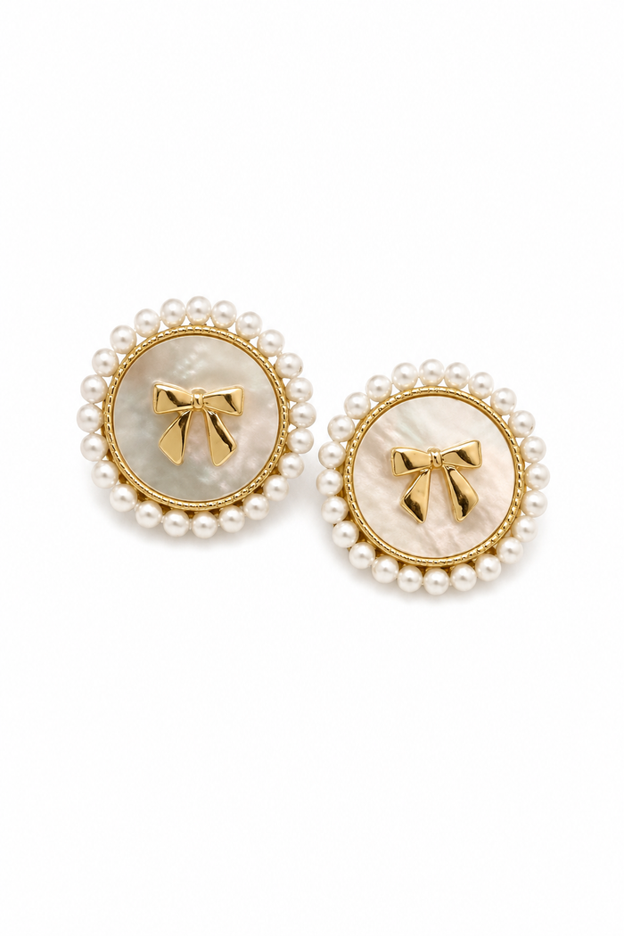 Going Out Bow/Pearl Earrings