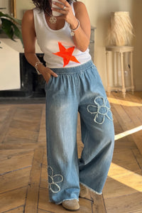 Savannah Frayed Floral Denim