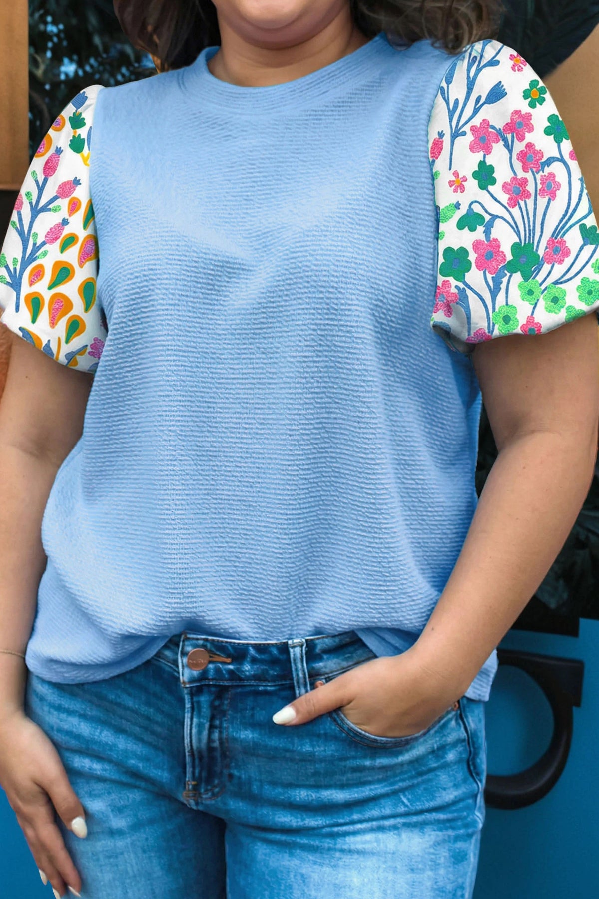 Tess Floral Sleeved Top Curvy