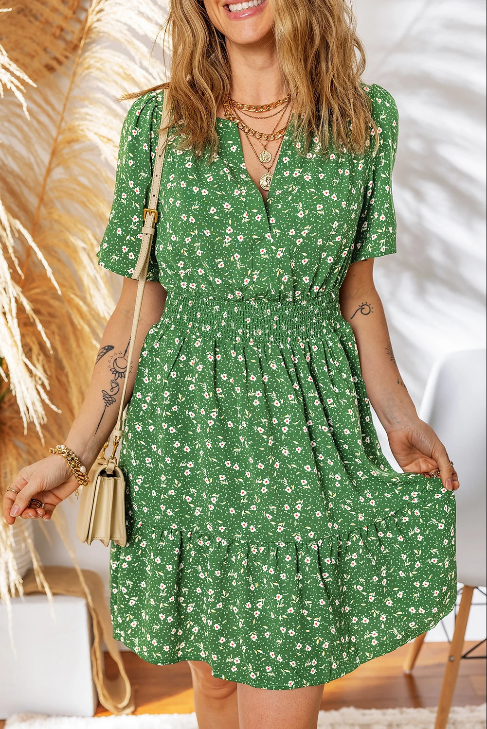 Rowena Green Floral Dress