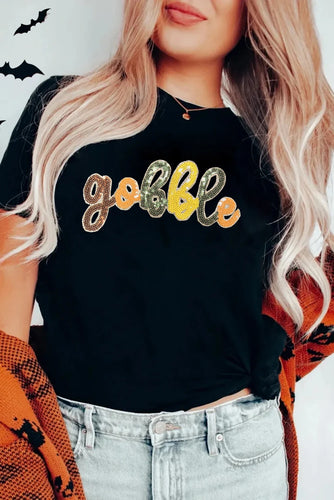 Gobble Sequin Letters Tee