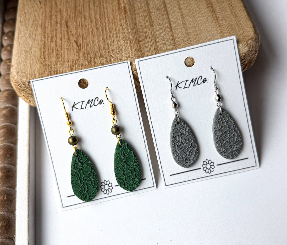 Flower Field Embossed Teardrop Earrings