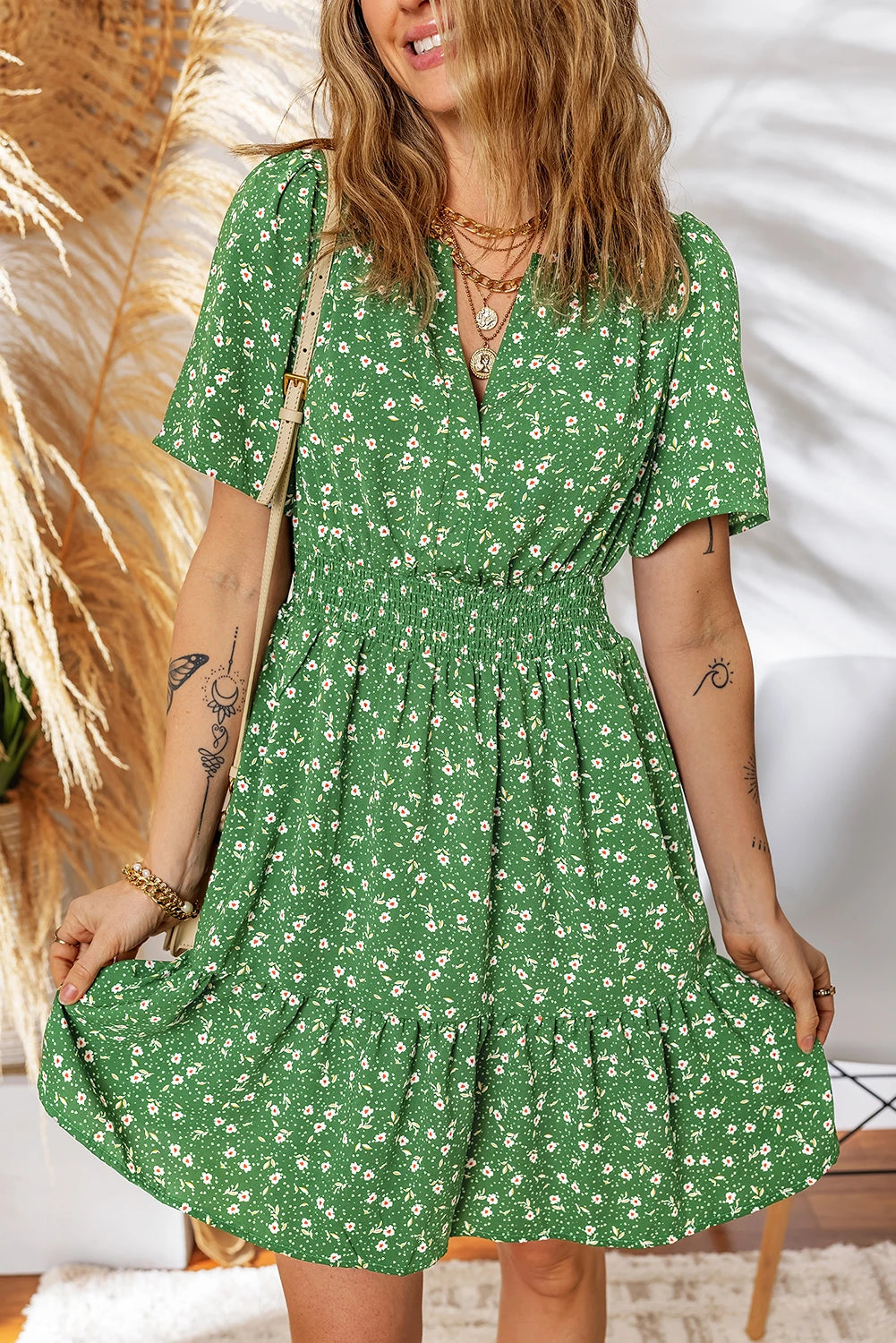 Rowena Green Floral Dress