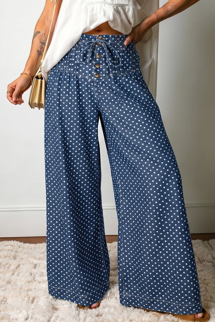 Atalia Wide-Leg Polka Dot Jeans