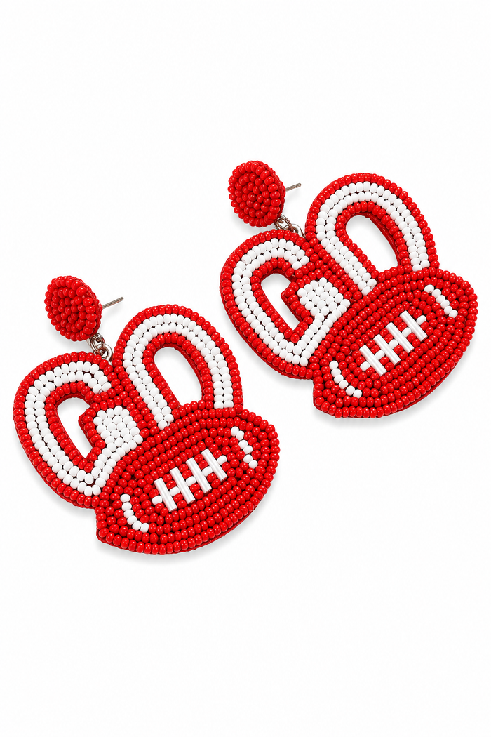 Red GO Beaded Earrings