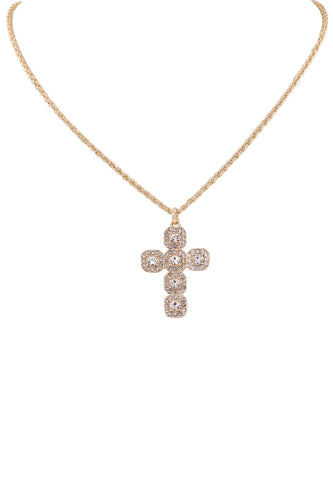 Pearla Rhinestone Cross Necklace