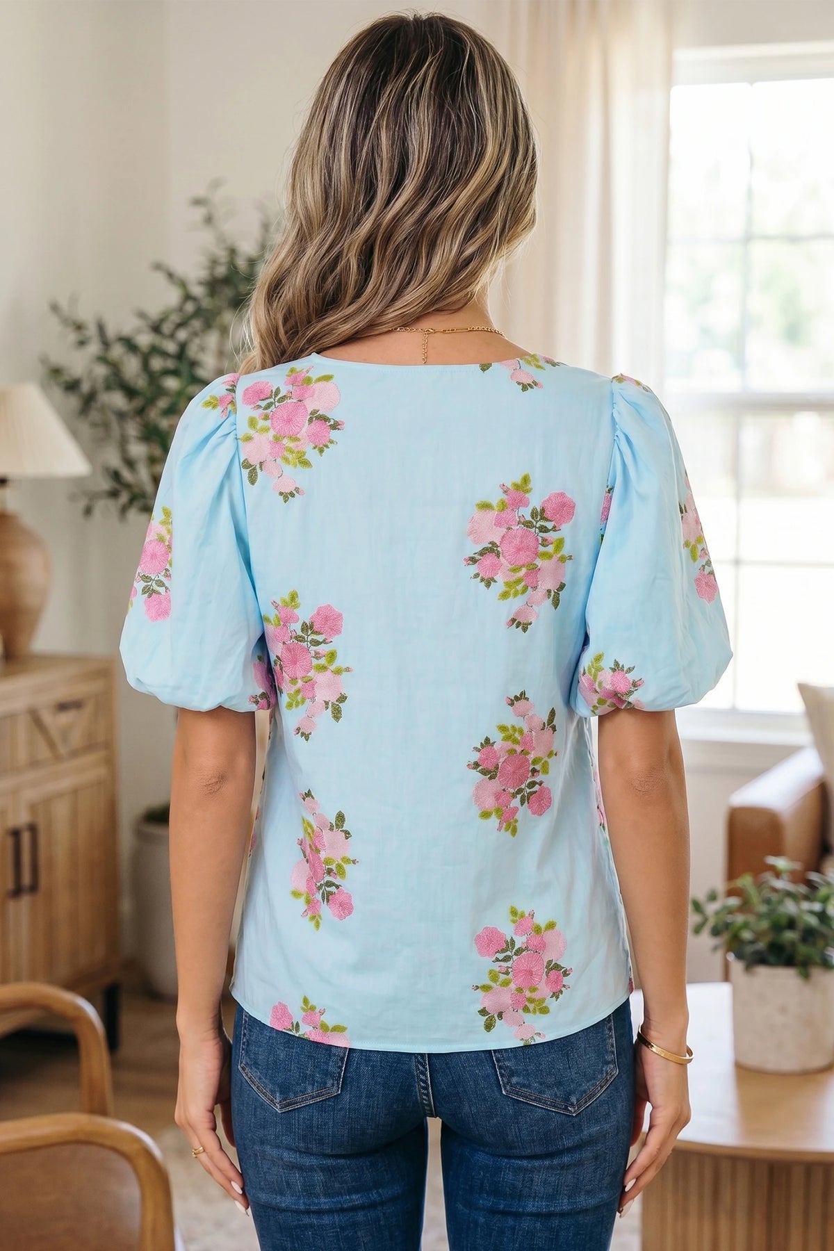 Beth Floral Top w/Ric-Rac