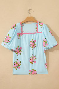 Beth Floral Top w/Ric-Rac