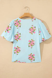 Beth Floral Top w/Ric-Rac