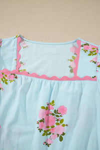 Beth Floral Top w/Ric-Rac