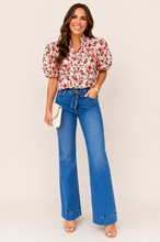 Sara Red Floral Print Top
