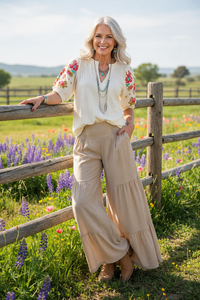 Ellie Embroidered Sleeve Top