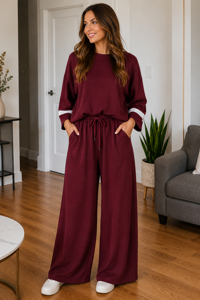 Lunar Varsity Striped Sweatpants Set