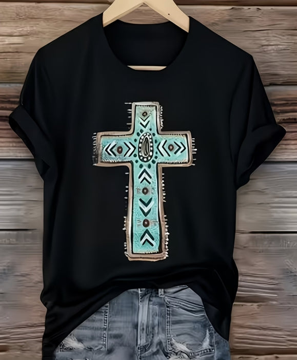 Turquoise Cross Tee