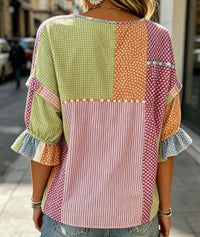 Lori Patchwork Print Top
