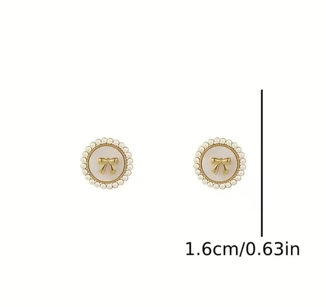 Going Out Bow/Pearl Earrings