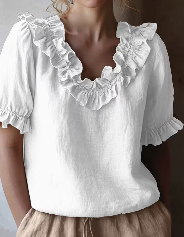 Leesa Ruffled V-Neck Blouse