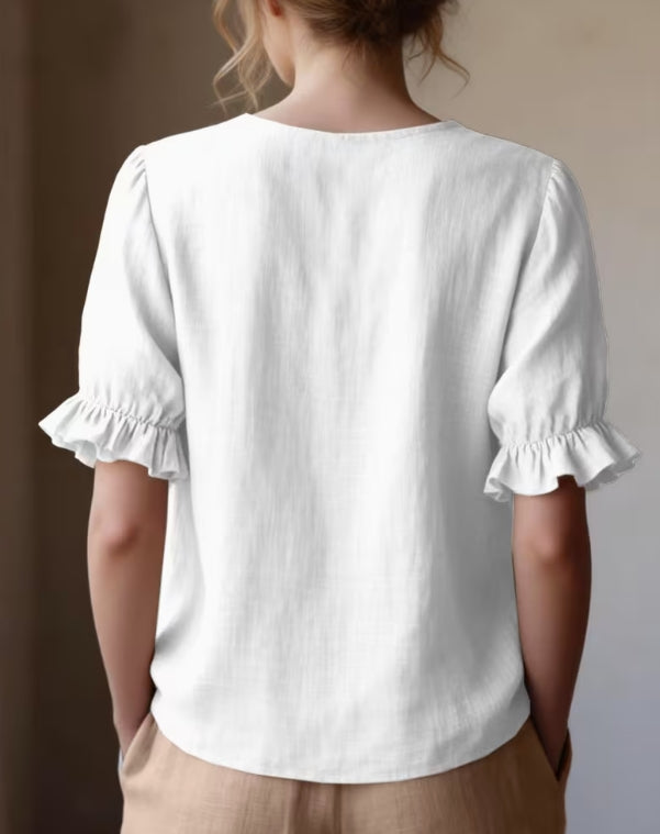 Leesa Ruffled V-Neck Blouse