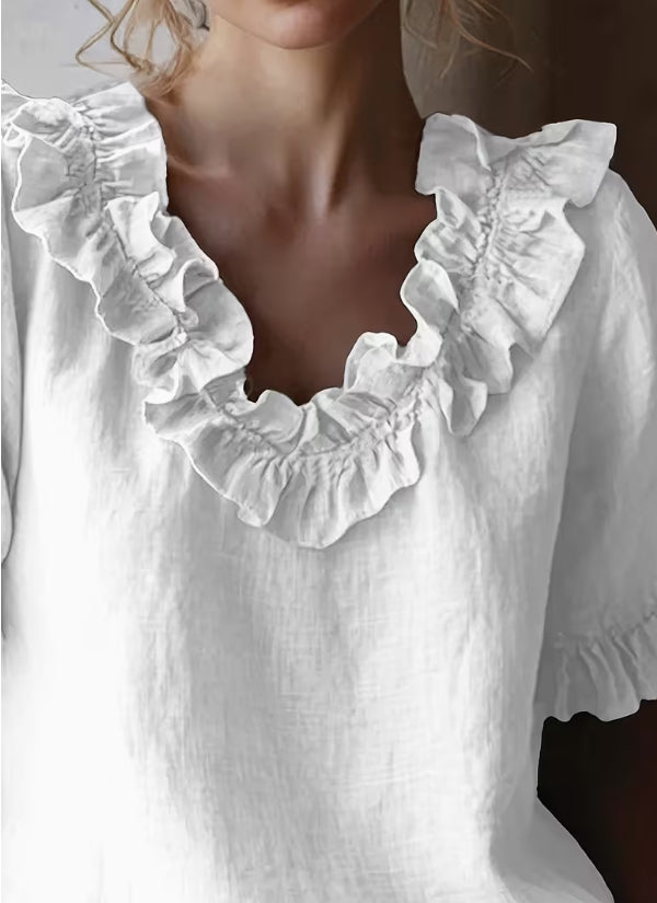 Leesa Ruffled V-Neck Blouse