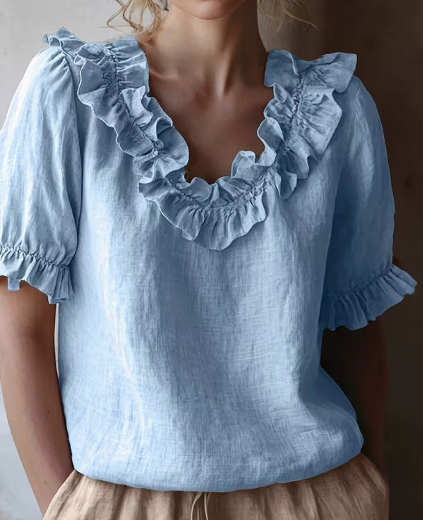 Leesa Ruffled V-Neck Blouse