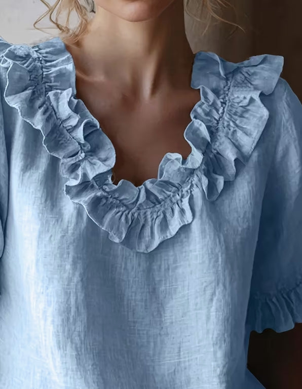 Leesa Ruffled V-Neck Blouse