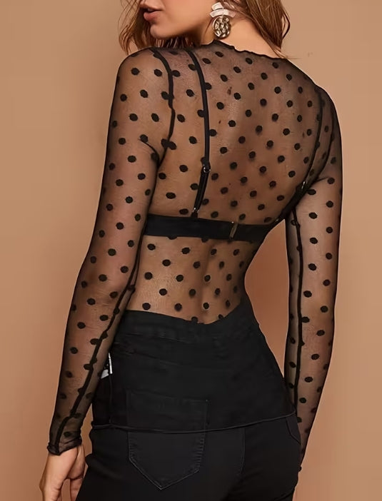 Skylar Polka Dot Sheer Top