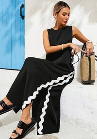 Isabela Slit Dress with RicRac