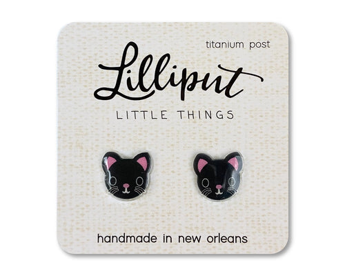 Lilliput Black Cat Earrings