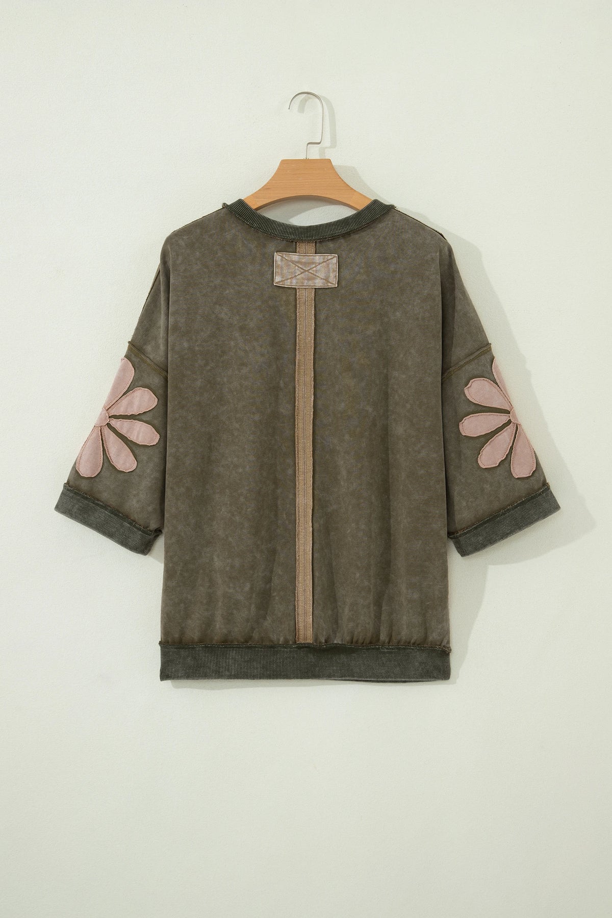 Abigail Mineral Wash Top w/Flower Accent