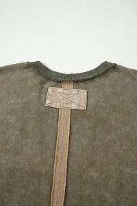 Abigail Mineral Wash Top w/Flower Accent