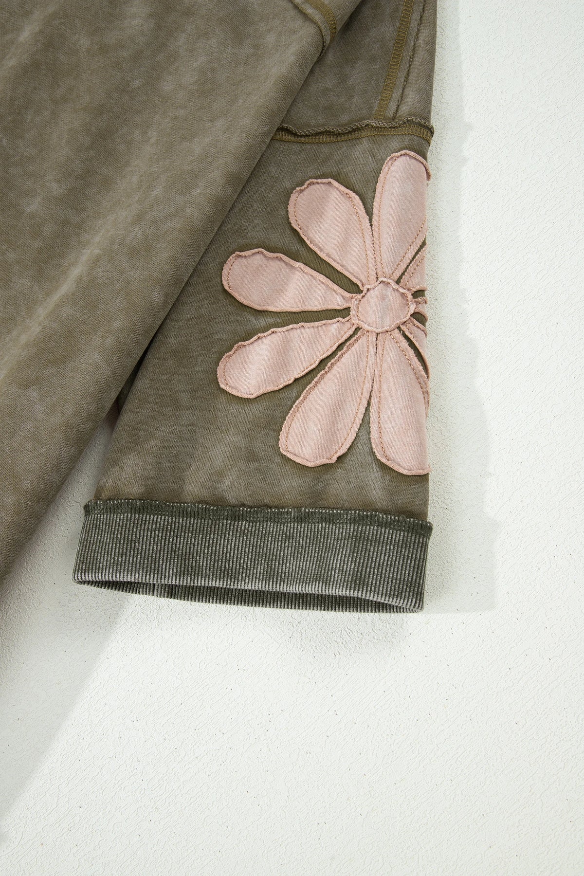 Abigail Mineral Wash Top w/Flower Accent