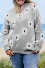 Addison Embroidered Half Zip Sweater in Curvy